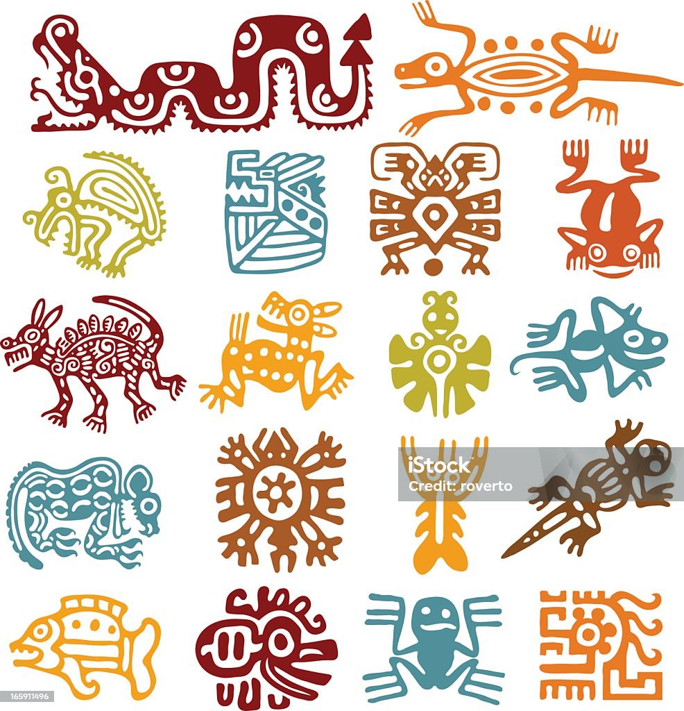 Set - mexican symbols Aztec Civilization stock vector