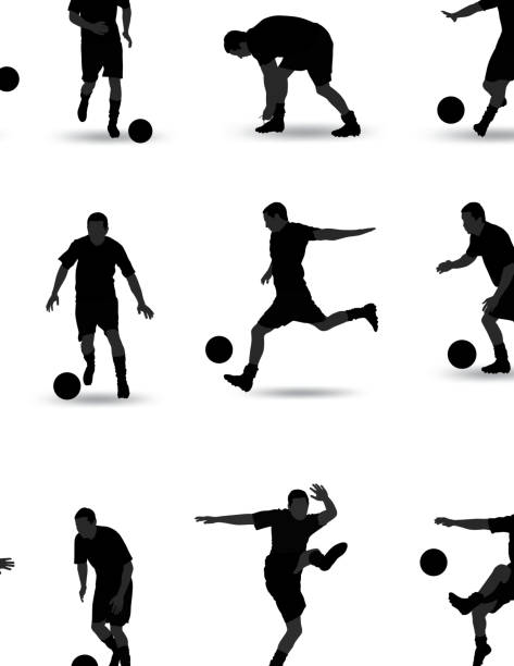 Soccer Silhouette Soccer Silhouette soccer soccer player goalie playing stock illustrations