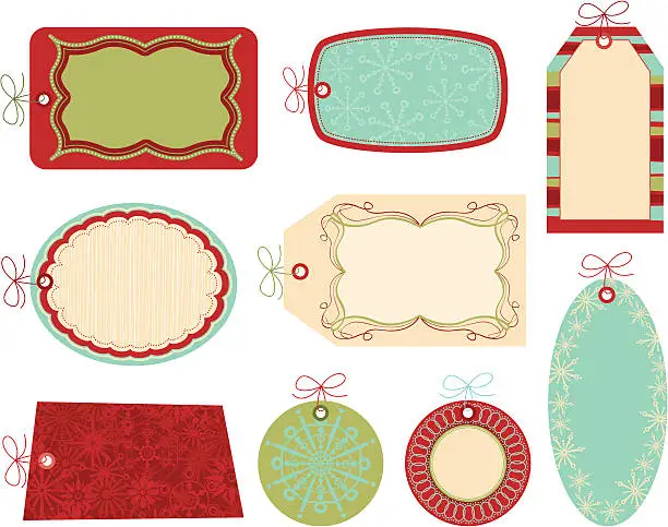 Vector illustration of Retro Christmas Gift Tags