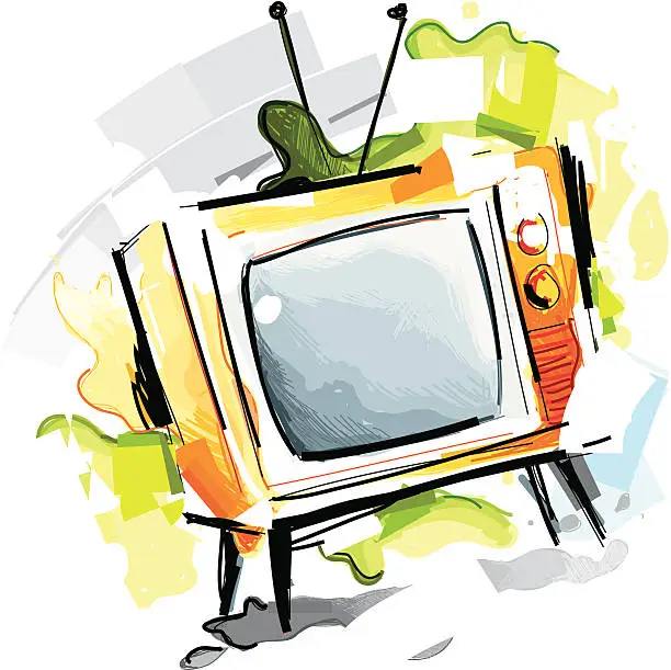 Vector illustration of Television watercolour sketch