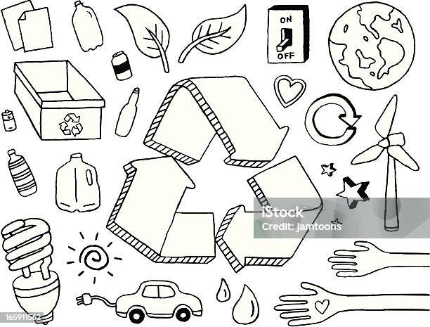 Eco Doodles Stock Illustration - Download Image Now - Doodle, Sketch, Sustainable Resources