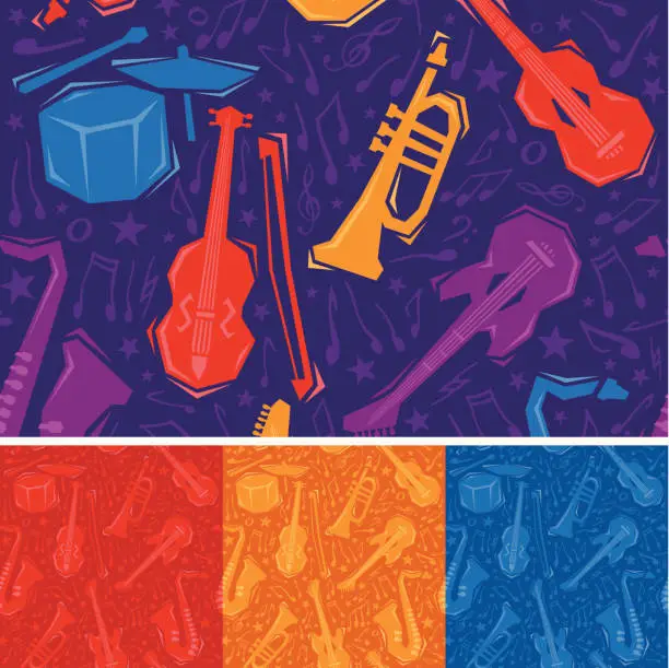 Vector illustration of Seamless Musical Instruments