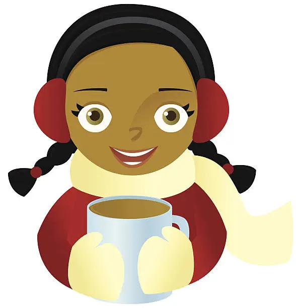 Vector illustration of Girl with Hot Chocolate