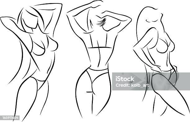 Figures Stylisées De Femme Porter Des Bikinis Sousvêtements Ou 5 Vecteurs libres de droits et plus d'images vectorielles de Beauté