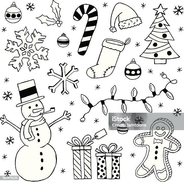Christmas Doodles - Stockowe grafiki wektorowe i więcej obrazów Bazgroły - Rysunek - Bazgroły - Rysunek, Choinka, Bałwan śniegowy