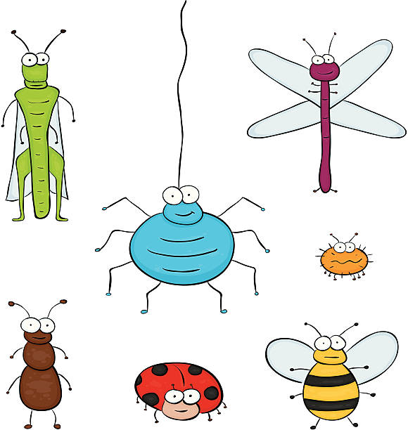 ilustrações, clipart, desenhos animados e ícones de grupo de insetos - insect computer bug tick cartoon