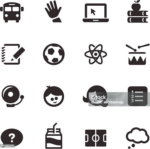 Education Icons Mono Series Stock Illustration - Download Image Now - Child, Hand Raised, Note Pad