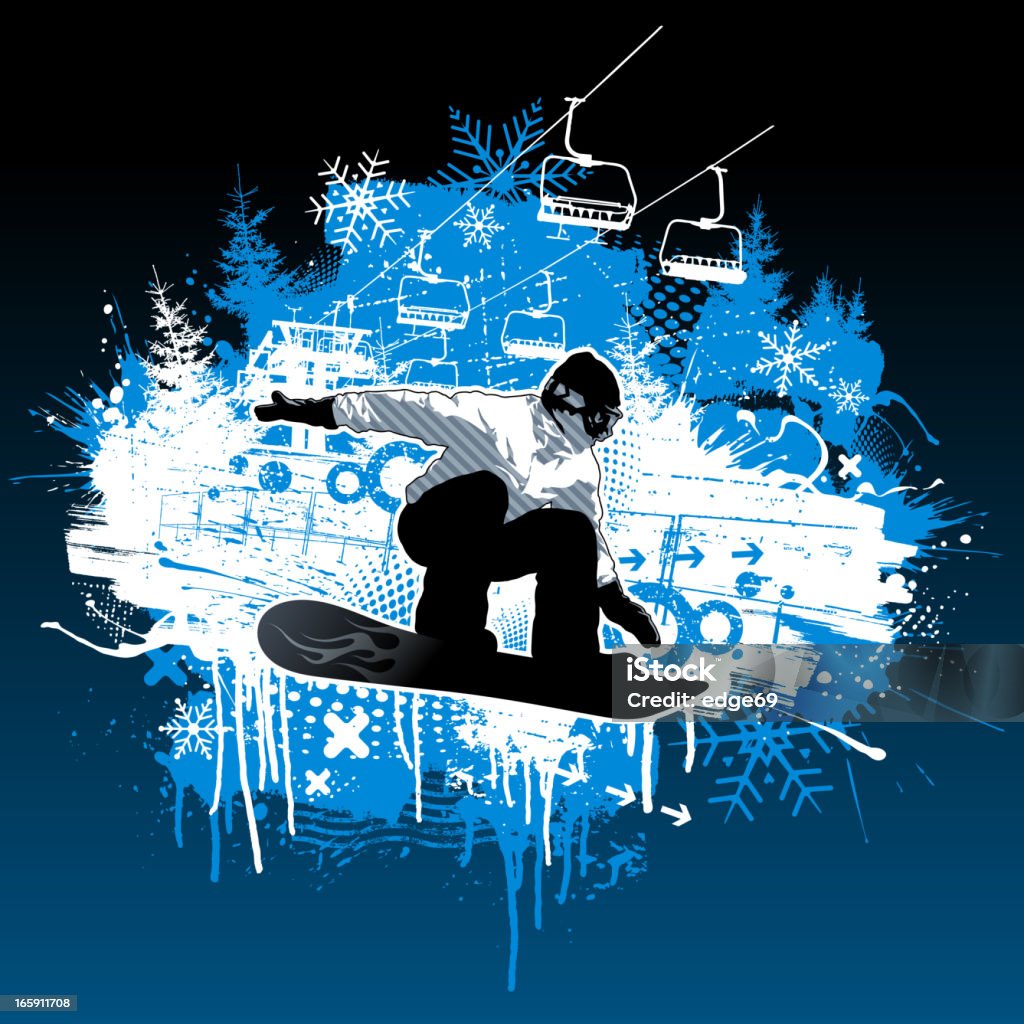 Extreme snowboard Grunge Design - arte vettoriale royalty-free di A mezz'aria