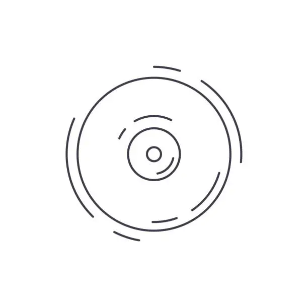 Vector illustration of Vinyl record line icon, gramophone record symbol, music plate thin line icon