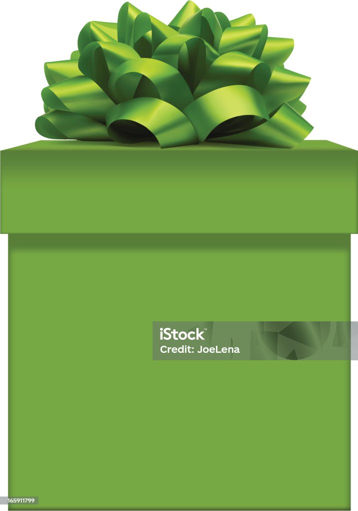 Green Box con fiocco su bianco - arte vettoriale royalty-free di Copy Space