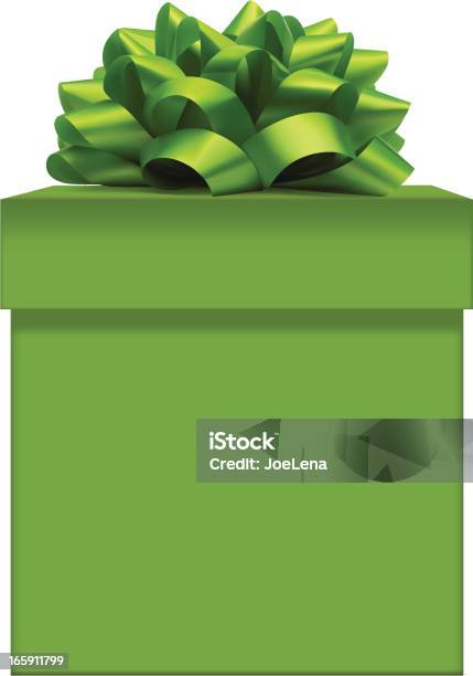 Green Box Con Fiocco Su Bianco - Immagini vettoriali stock e altre immagini di Copy Space - Copy Space, Festività pubblica, Illustrazione