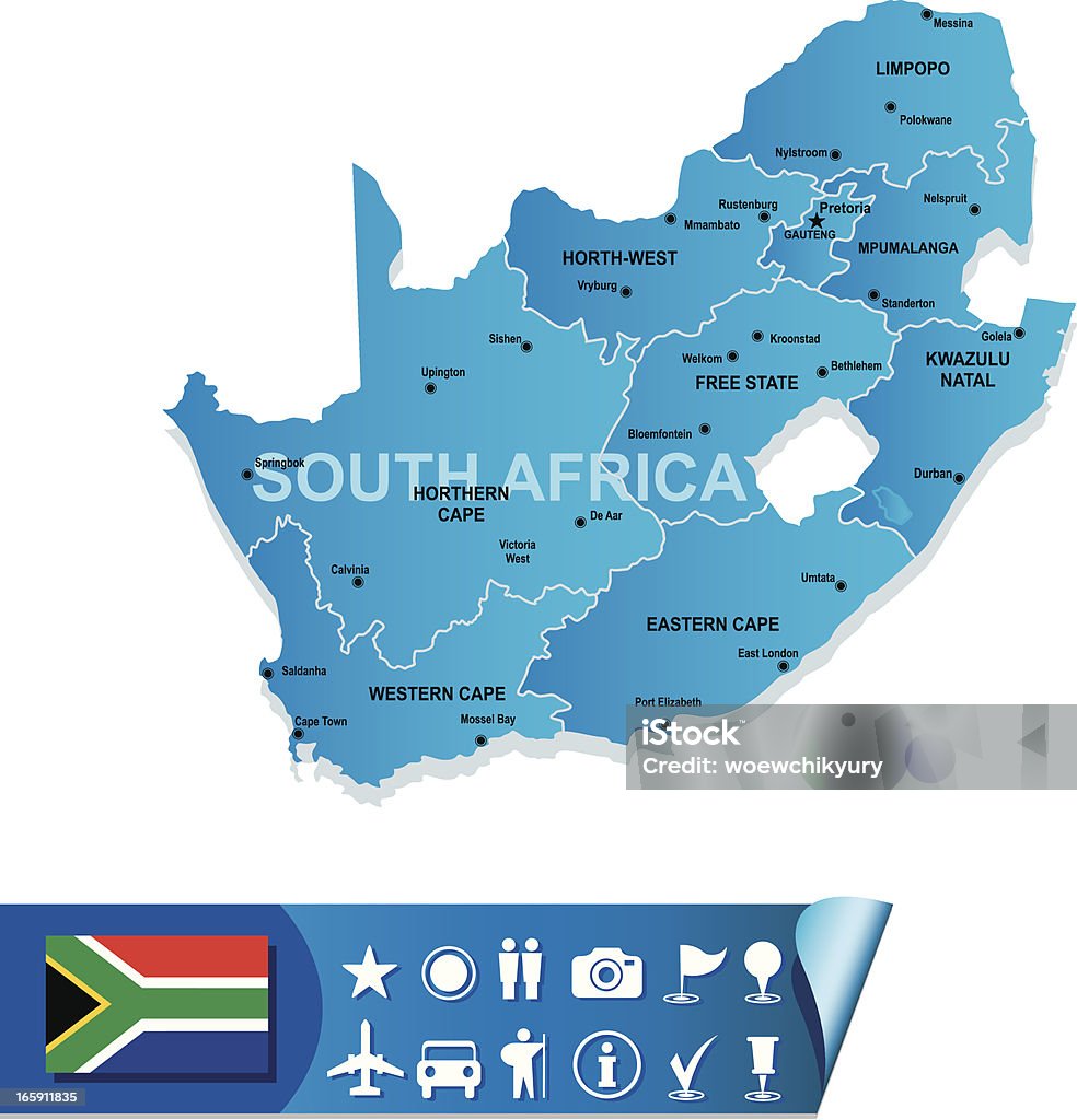 Carte de l'Afrique du Sud - clipart vectoriel de Carte libre de droits
