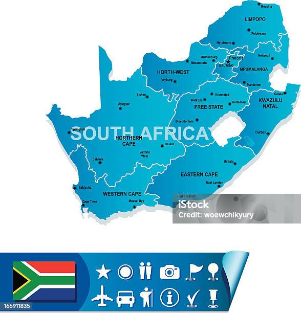 Carte De Lafrique Du Sud Vecteurs libres de droits et plus d'images vectorielles de Carte - Carte, République d'Afrique du Sud, Sans personnage