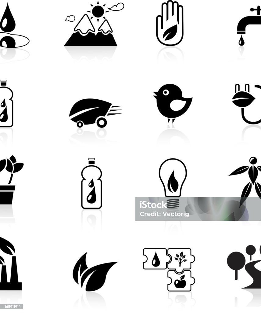 Écologie icône noir - clipart vectoriel de Alimentation électrique libre de droits