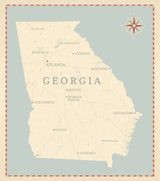 Vector illustration of Vintage-Style Georgia Map