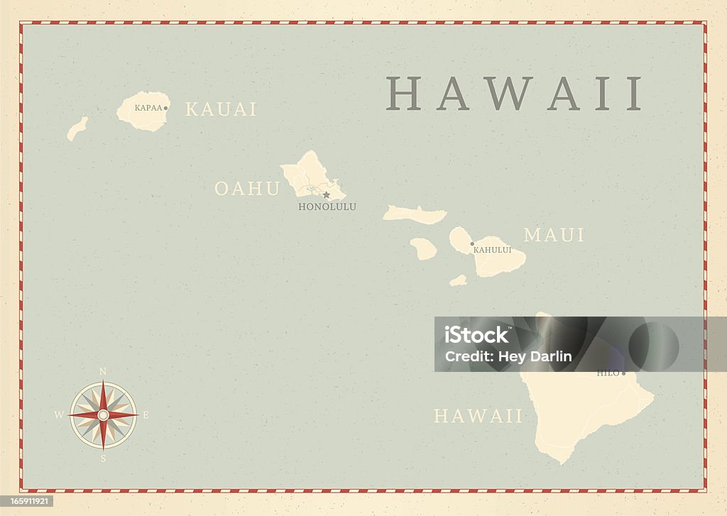 Estilo Vintage Mapa do Havai - Royalty-free Mapa arte vetorial