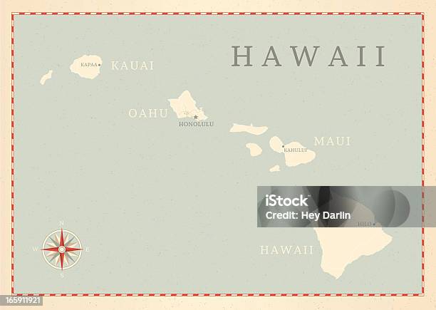 Estilo Vintage Mapa Do Havai - Arte vetorial de stock e mais imagens de Mapa - Mapa, Big Island - Ilhas do Havai, Havai