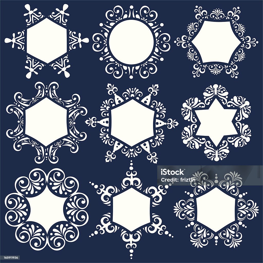 set di telaio di fiocco di neve - arte vettoriale royalty-free di Fiocco di neve