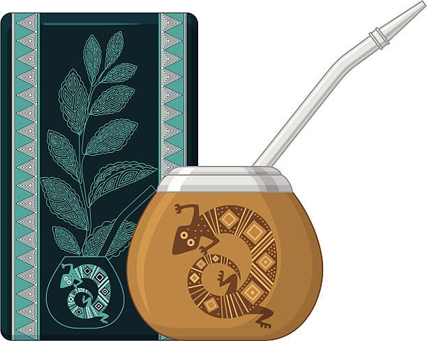 ilustraciones, imágenes clip art, dibujos animados e iconos de stock de paquete de yerba mate y calabash - yerba mate package hot drink food