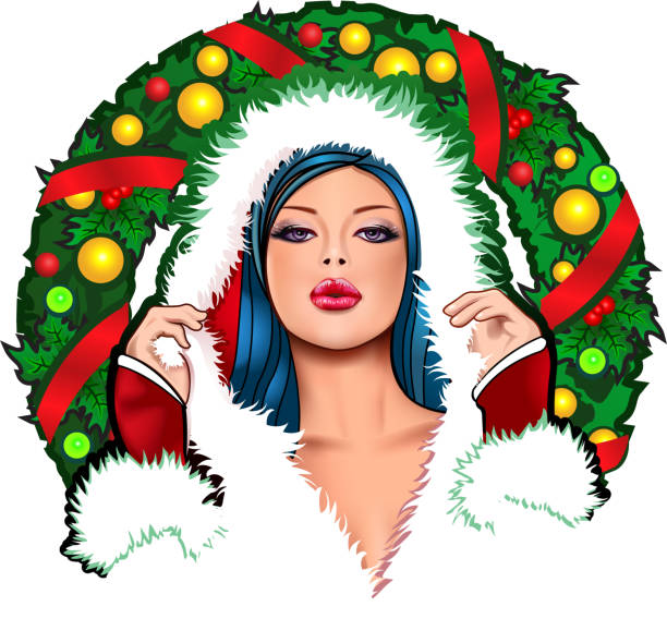 ilustrações, clipart, desenhos animados e ícones de garota pin-up de natal - sex symbol female women cartoon