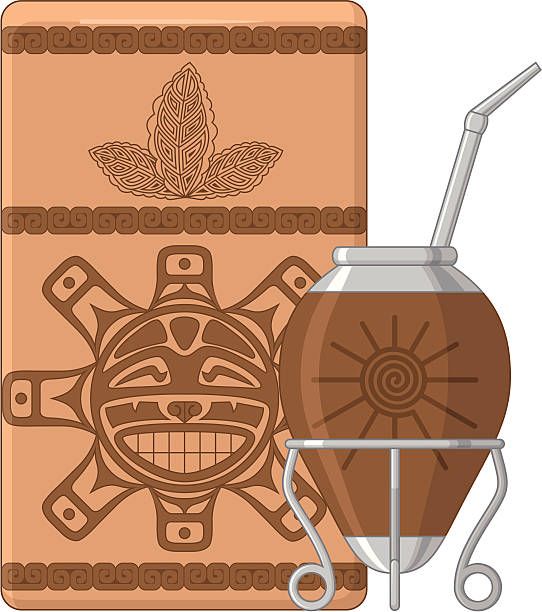 ilustraciones, imágenes clip art, dibujos animados e iconos de stock de paquete de yerba mate y calabash - yerba mate package hot drink food