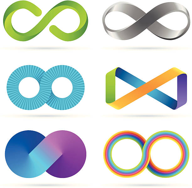 Infinity set Collection of abstract graphic design elements with shadows. mobius strip stock illustrations