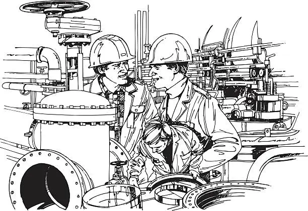 Vector illustration of Oil industry and workers