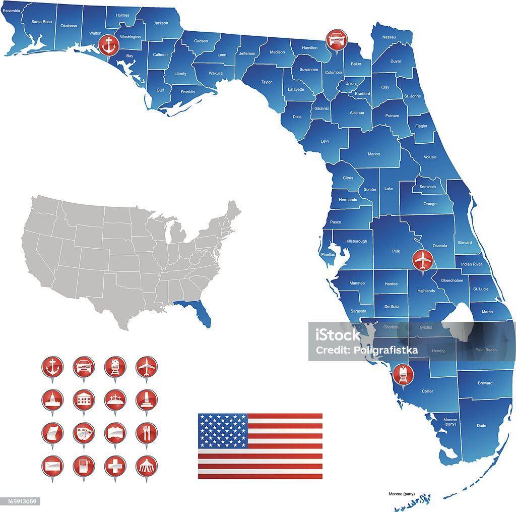Map Of Florida Stock Illustration - Download Image Now - Airport, American Flag, Jacksonville - Florida - iStock Map Of Florida Stock Illustration - Download Image Now - Airport, American Flag, Jacksonville - Florida - iStock