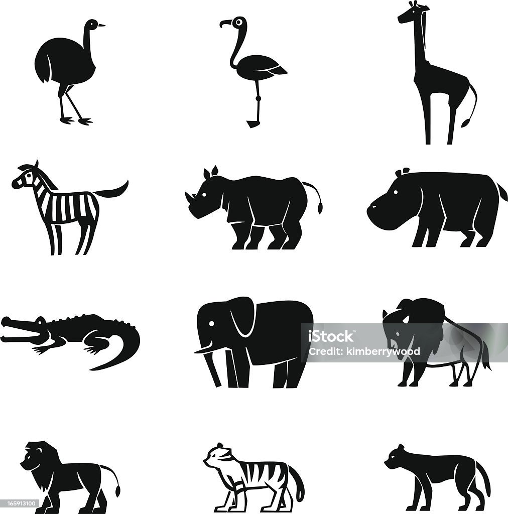 Wilde Tiere Icon-Set - Lizenzfrei Zebra Vektorgrafik