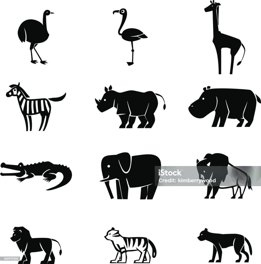 Ensemble d'icônes animaux sauvages - clipart vectoriel de Zèbre libre de droits