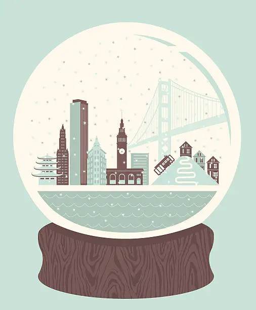 Vector illustration of Snow Globe San Francisco