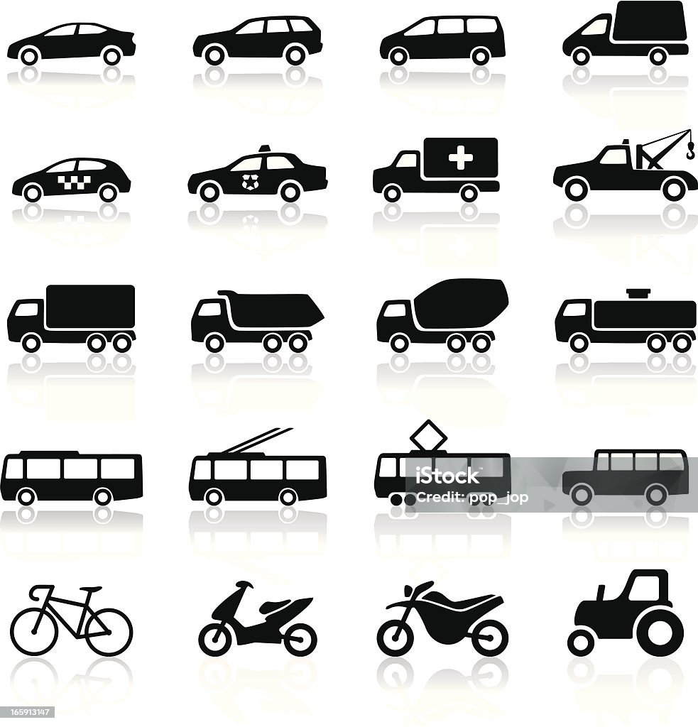 Iconos de transporte - arte vectorial de Camión de peso pesado libre de derechos