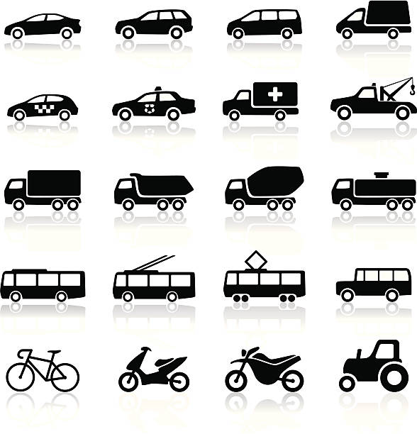 illustrazioni stock, clip art, cartoni animati e icone di tendenza di icone di trasporto - station wagon
