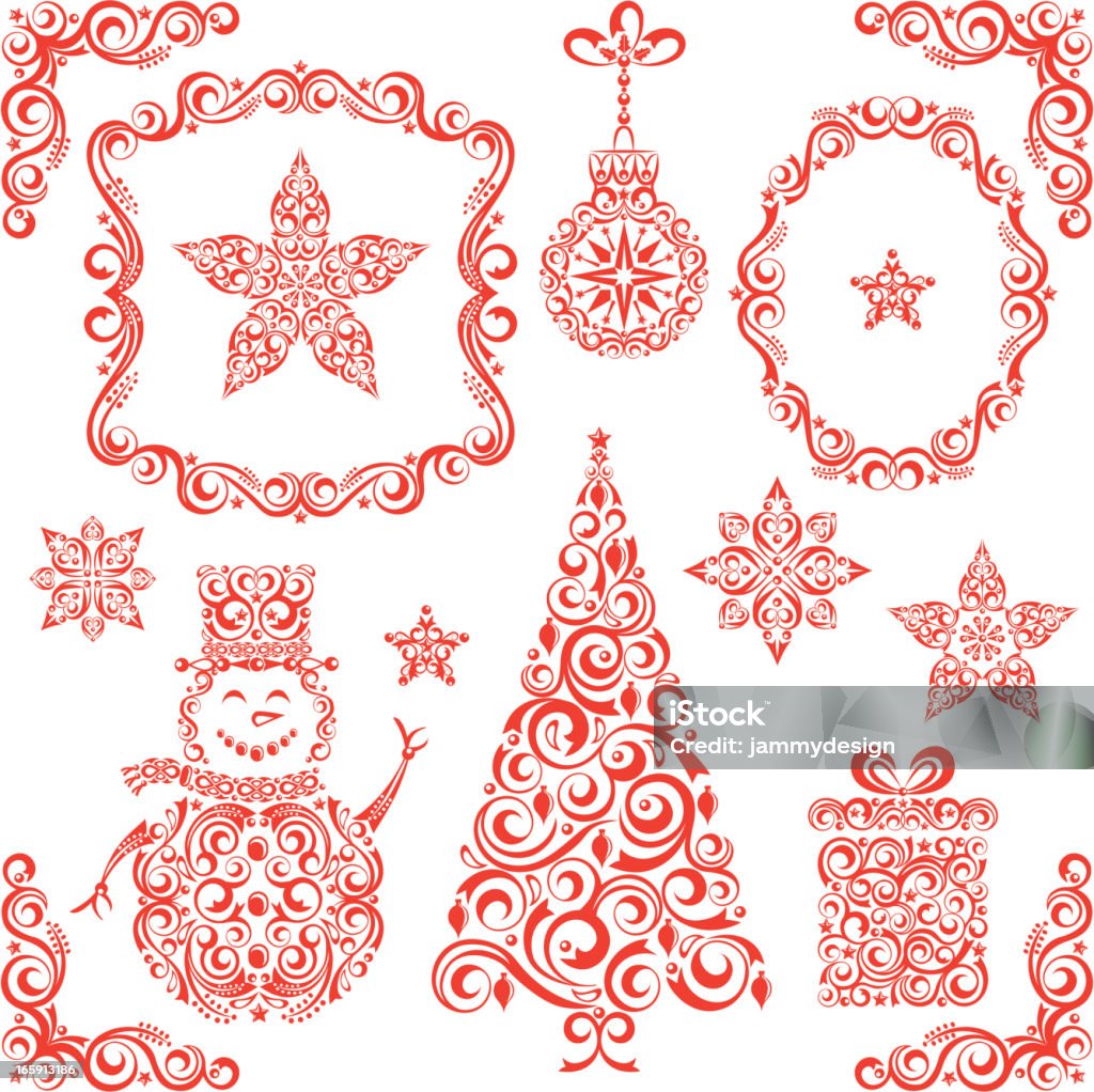 Conjunto de Natal estilizada - Royalty-free Natal arte vetorial