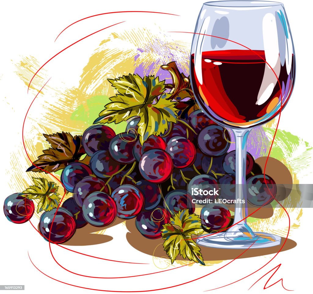 Raisin et vin verre - clipart vectoriel de Verre à vin libre de droits