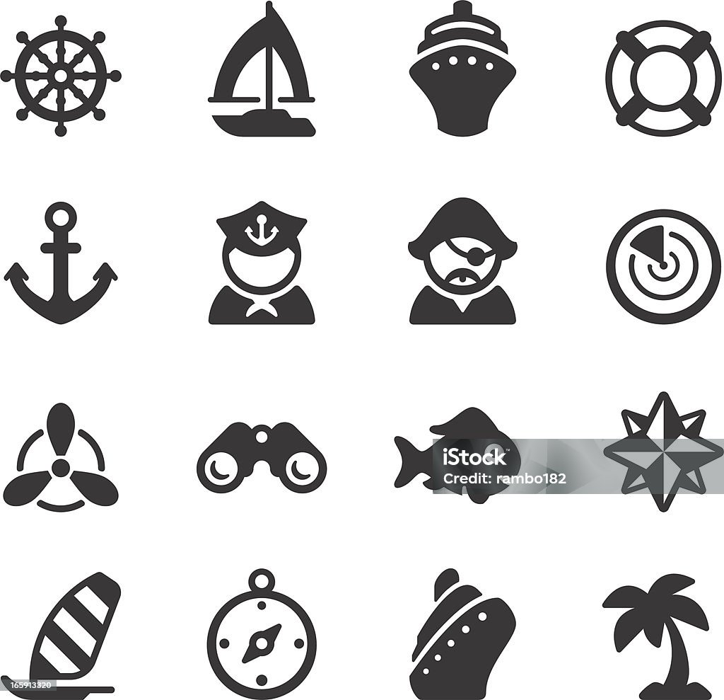 Vela, ícones náutico - Vetor de Pirata royalty-free