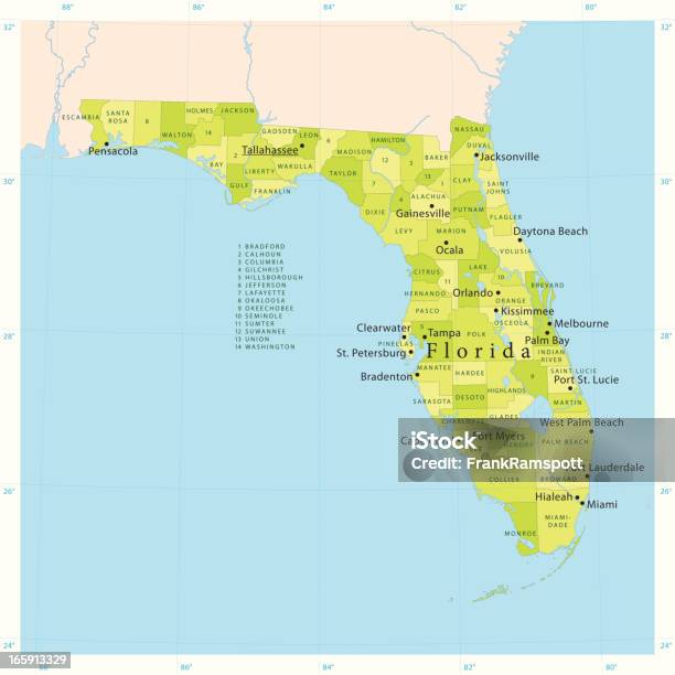 フロリダベクトルマップ - 地図のベクターアート素材や画像を多数ご用意 - 地図, フロリダ州, マイアミ
