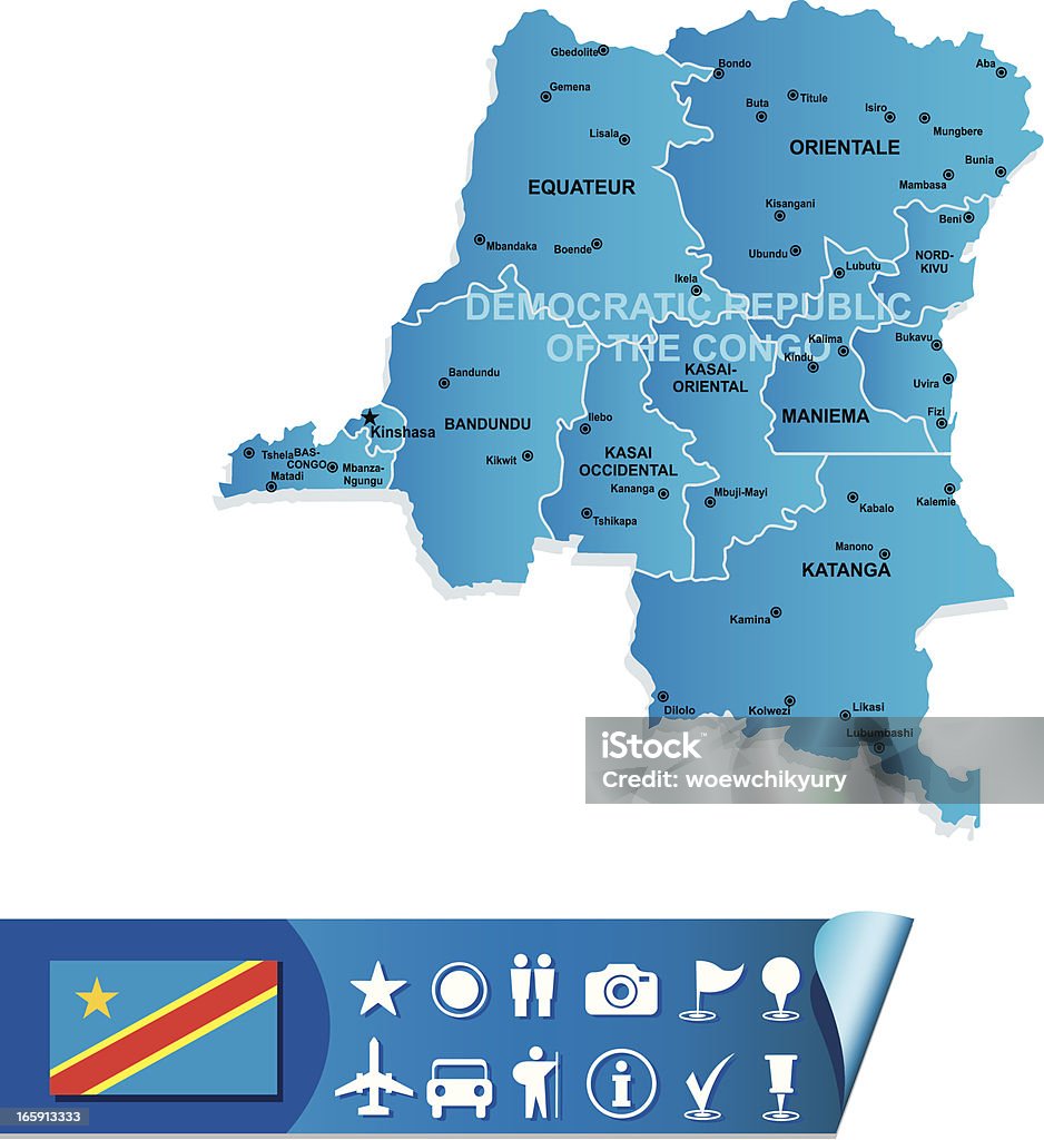Демократическая Республика Конго карта - Векторная графика Африка роялти-фри