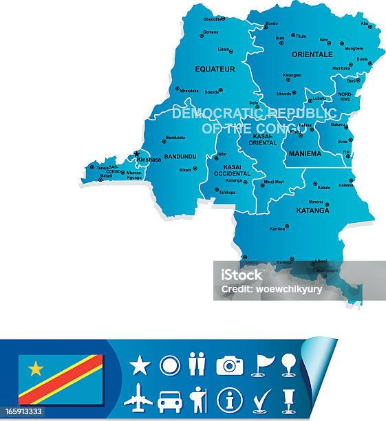 Демократическая Республика Конго Карта — стоковая векторная графика и другие изображения на тему Африка - Африка, Без людей, Векторная графика