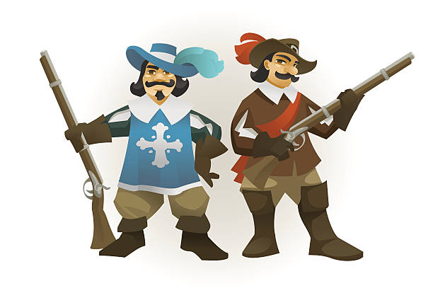 Two musketeers vector art illustration