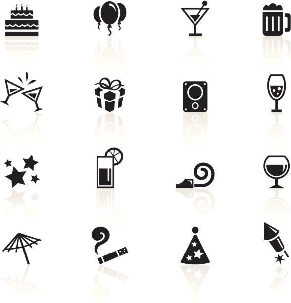 czarny symbole firm - party hat silhouette symbol computer icon stock illustrations