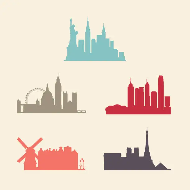 Vector illustration of International city skylines