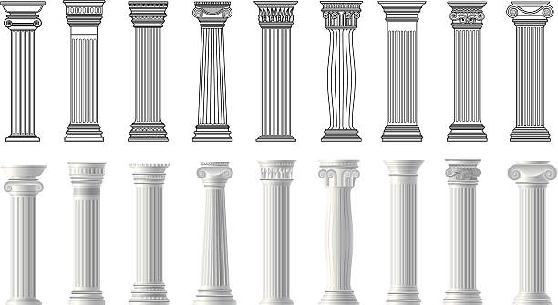 pillars pillars collection. roman illustrations stock illustrations