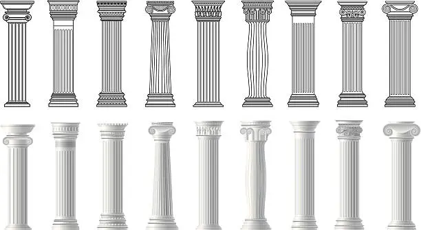 Vector illustration of pillars