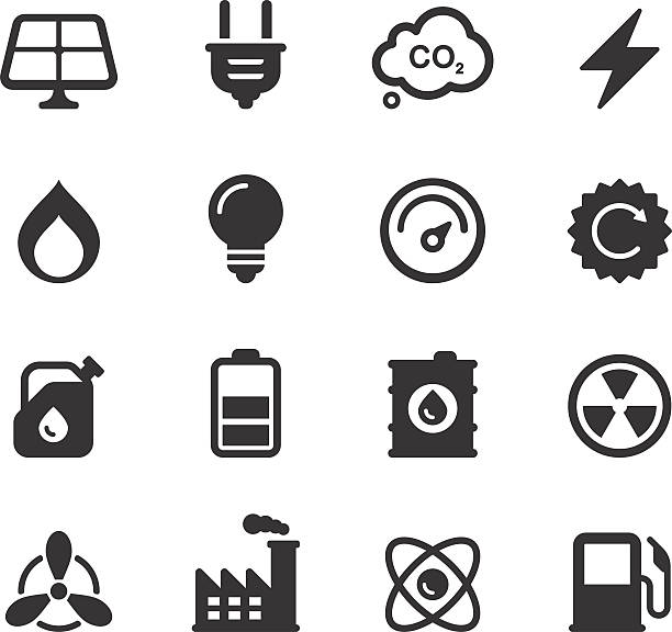 ilustrações de stock, clip art, desenhos animados e ícones de ícones de energia e potência - medidor co2 render
