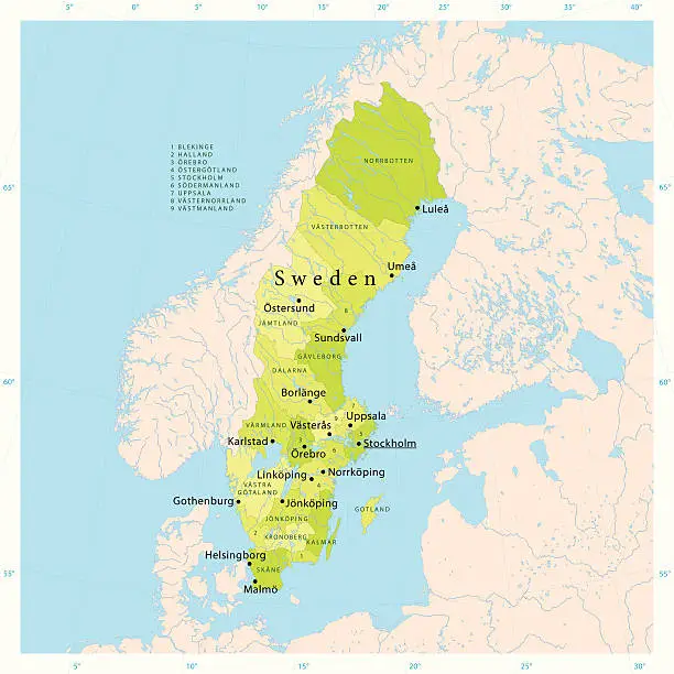 Vector illustration of Sweden Vector Map