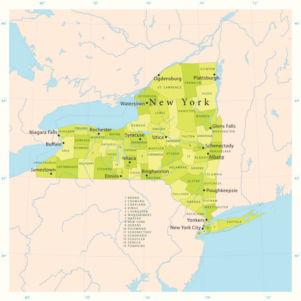 ilustraciones, imágenes clip art, dibujos animados e iconos de stock de vector de mapa de estado de nueva york - yonkers