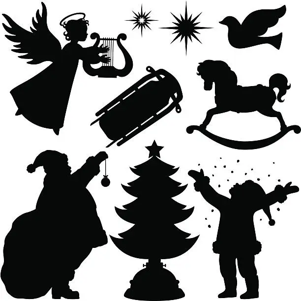 Vector illustration of Christmas Holiday Winter Silhouettes