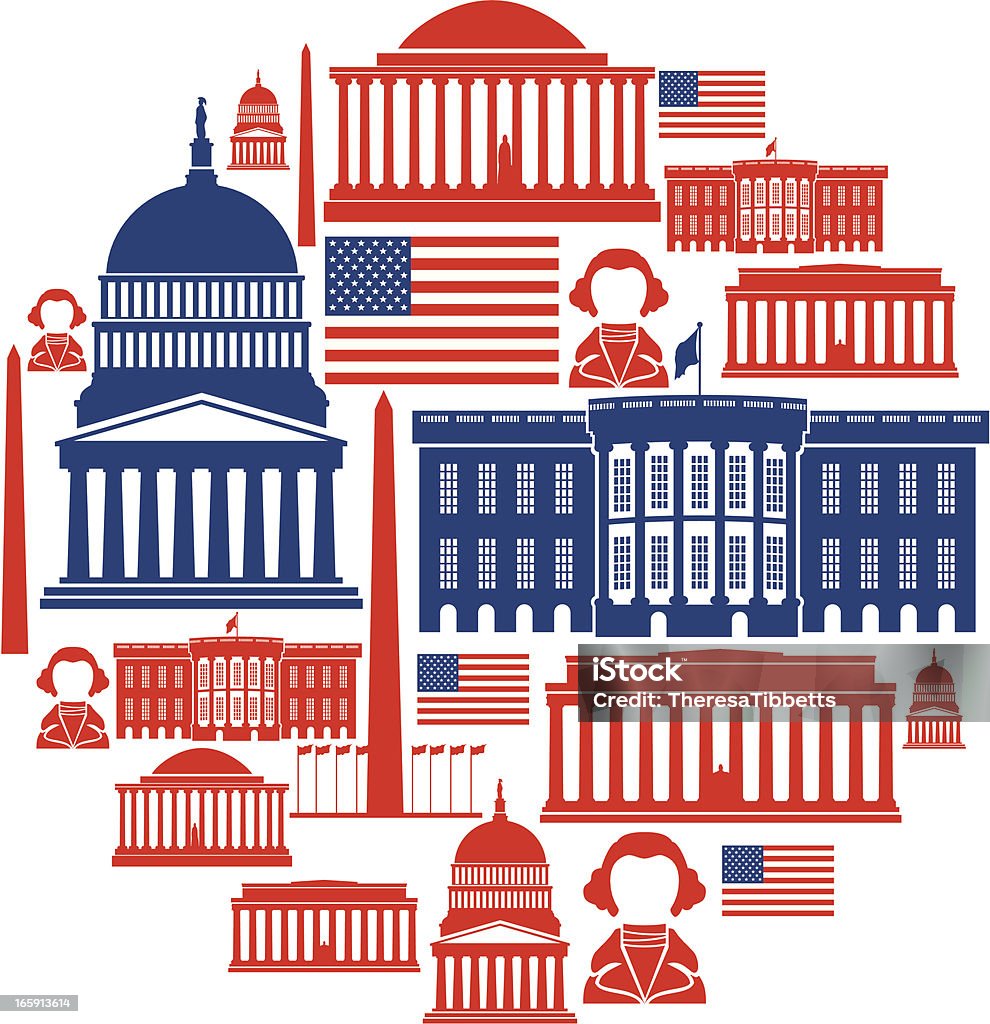 Washington DC Icon Montage A set of washington themed icons. Click below for more travel images. White House - Washington DC stock vector