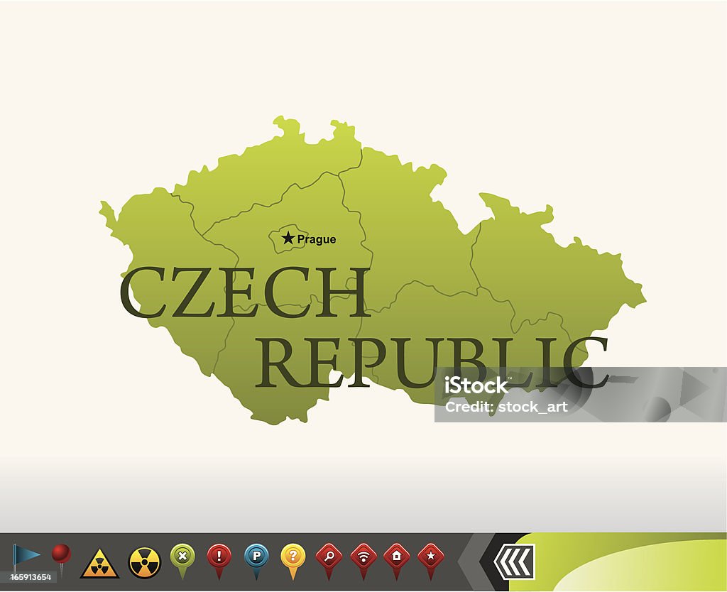 チェコ共和国のマップ、ナビゲーションアイコン - アイコンセットのロイヤリティフリーベクトルアート